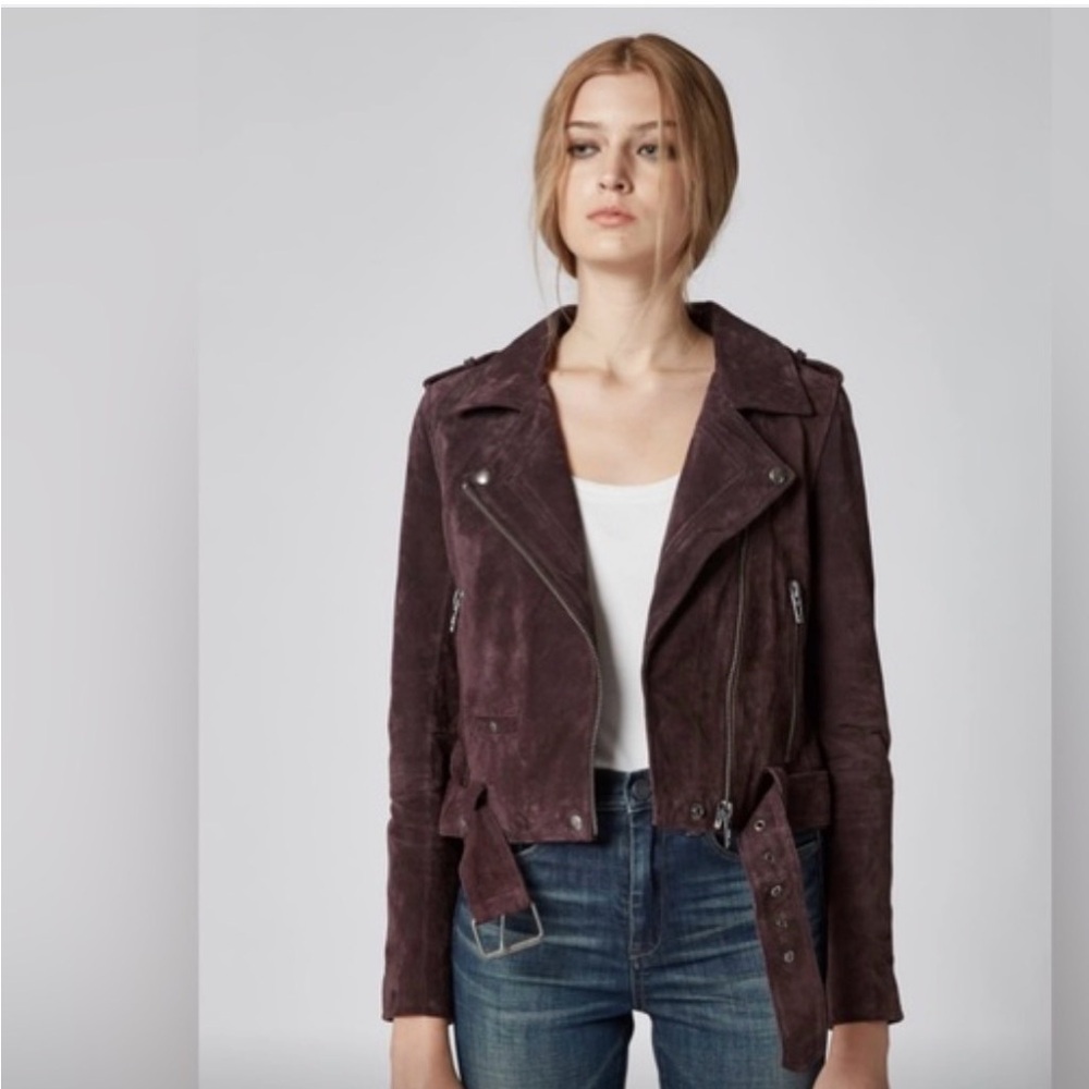 Blank NYC Dark Burgundy Suede Leather Jacket